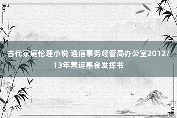 古代家庭伦理小说 通信事务经管局办公室2012/13年营运基金发挥书